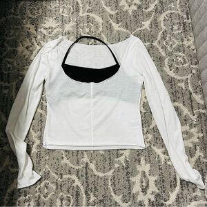 SHEIN White and Black Long Sleeve Top